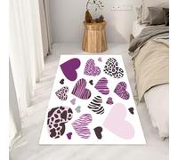 Yidbhsse Tapis D'entrée Léopard Cœur 80x150 cm, Tapis De Salon Amour Décoration Doux, Paillasson Moderne Esthétique Antidérapant Machine, Matelas De Sol Poils Courts pour Chambre Cuisine Interieur