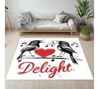Yidbhsse Tapis D'entrée Notes De Musique 80x150 cm, Tapis De Salon Oiseau Animaux Doux, Paillasson Moineau Amour Antidérapant Machine, Matelas De Sol Poils Courts pour Chambre Cuisine Interieur