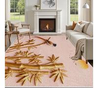 Yidbhsse Tapis D'éveil Bambou Feuille Moelleux Chambre, Tapis Oiseau Animaux Salon Lavable Antidérapant, Tapis De Sol Esthétique Decor Cuisine 60x90 cm pour Entree Interieur