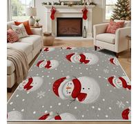 Yidbhsse Tapis D'éveil Bonhomme De Neige Moelleux Chambre, Tapis Hiver Noël Salon Lavable Antidérapant, Tapis De Sol Flocon De Neige Decor Cuisine 40x60 cm pour Entree Interieur