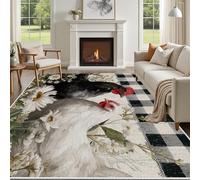 Yidbhsse Tapis D'éveil Coq Ferme Moelleux Chambre, Tapis Fleur Botanique Salon Lavable Antidérapant, Tapis De Sol Poulet Animaux Decor Cuisine 40x60 cm pour Entree Interieur