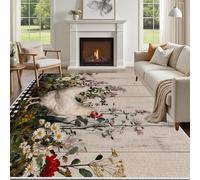 Yidbhsse Tapis D'éveil Coq Ferme Moelleux Chambre, Tapis Poulet Animaux Salon Lavable Antidérapant, Tapis De Sol Fleur Botanique Decor Cuisine 40x60 cm pour Entree Interieur