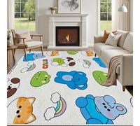 Yidbhsse Tapis D'éveil Éléphant Lapin Moelleux Chambre, Tapis Kawaii Animaux Grenouille Salon Lavable Antidérapant, Tapis De Sol Dessin Animé Decor Cuisine 60x90 cm pour Entree Interieur