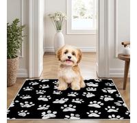 Yidbhsse Tapis D'éveil Empreintes De Pattes Moelleux Chambre, Tapis Chiot Animaux Salon Lavable Antidérapant, Tapis De Sol Noir Et Blanc Decor Cuisine 40x60 cm pour Entree Interieur