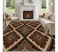 Yidbhsse Tapis D'éveil Ethnique Geometrique Moelleux Chambre, Tapis Exotique Salon Lavable Antidérapant, Tapis De Sol Tribal Aztèque Decor Cuisine 40x60 cm pour Entree Interieur