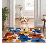 Yidbhsse Tapis D'éveil Fleuri Colorés Moelleux Chambre, Tapis Motif Fleur Salon Lavable Antidérapant, Tapis De Sol Floral Plante Decor Cuisine 40x60 cm pour Entree Interieur
