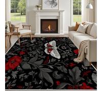 Yidbhsse Tapis D'éveil Fleurs Sauvages Moelleux Chambre, Tapis Papillon Salon Lavable Antidérapant, Tapis De Sol Motif Fleur Decor Cuisine 60x90 cm pour Entree Interieur