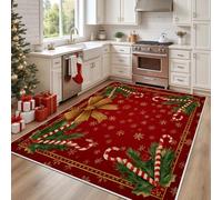 Yidbhsse Tapis D'éveil Flocon De Neige Moelleux Chambre, Tapis Hiver Noël Salon Lavable Antidérapant, Tapis De Sol Rouge Pin Decor Cuisine 40x60 cm pour Entree Interieur