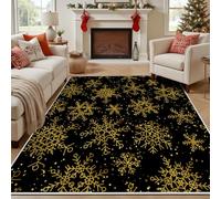 Yidbhsse Tapis D'éveil Flocon De Neige Moelleux Chambre, Tapis Noir Noël Salon Lavable Antidérapant, Tapis De Sol Hiver Decor Cuisine 40x60 cm pour Entree Interieur