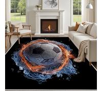 Yidbhsse Tapis D'éveil Football Sport Moelleux Chambre, Tapis Enfant Garçon Salon Lavable Antidérapant, Tapis De Sol Feu Et Eau Decor Cuisine 40x60 cm pour Entree Interieur