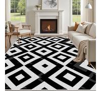 Yidbhsse Tapis D'éveil Geometrique Diamant Moelleux Chambre, Tapis Noir Et Blanc Salon Lavable Antidérapant, Tapis De Sol Moderne Simplicité Decor Cuisine 60x90 cm pour Entree Interieur