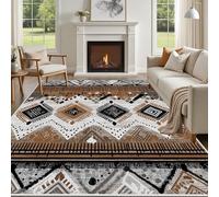 Yidbhsse Tapis D'éveil Geometrique Diamant Moelleux Chambre, Tapis Tradition Ethnique Salon Lavable Antidérapant, Tapis De Sol Western Tribal Decor Cuisine 40x60 cm pour Entree Interieur