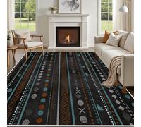 Yidbhsse Tapis D'éveil Geometrique Diamant Moelleux Chambre, Tapis Tradition Ethnique Salon Lavable Antidérapant, Tapis De Sol Western Tribal Decor Cuisine 40x60 cm pour Entree Interieur