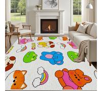 Yidbhsse Tapis D'éveil Kawaii Animaux Éléphant Moelleux Chambre, Tapis Dessin Animé Salon Lavable Antidérapant, Tapis De Sol Grenouille Lapin Decor Cuisine 40x60 cm pour Entree Interieur