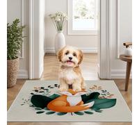 Yidbhsse Tapis D'éveil Mignon Animaux Moelleux Chambre, Tapis Dessin Animé Salon Lavable Antidérapant, Tapis De Sol Renard Feuille Decor Cuisine 40x60 cm pour Entree Interieur