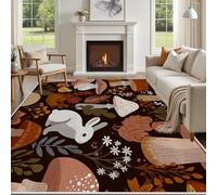 Yidbhsse Tapis D'éveil Mignon Lapin Moelleux Chambre, Tapis Champignon Botanique Salon Lavable Antidérapant, Tapis De Sol Plantes Sauvages Decor Cuisine 40x60 cm pour Entree Interieur