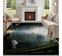 Yidbhsse Tapis D'éveil Mignon Panda Moelleux Chambre, Tapis Bambou Arbre Salon Lavable Antidérapant, Tapis De Sol Tropical Botanique Decor Cuisine 40x60 cm pour Entree Interieur