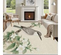 Yidbhsse Tapis D'éveil Motif Fleur Moelleux Chambre, Tapis Oiseau Animaux Salon Lavable Antidérapant, Tapis De Sol Floral Botanique Decor Cuisine 60x90 cm pour Entree Interieur