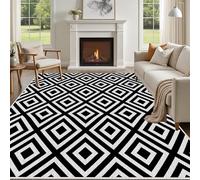 Yidbhsse Tapis D'éveil Noir Et Blanc Moelleux Chambre, Tapis Geometrique Diamant Salon Lavable Antidérapant, Tapis De Sol Moderne Simplicité Decor Cuisine 60x90 cm pour Entree Interieur