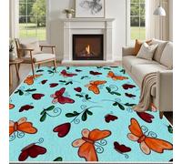 Yidbhsse Tapis D'éveil Papillon Amour Moelleux Chambre, Tapis Animaux Cœur Salon Lavable Antidérapant, Tapis De Sol Feuille Botanique Decor Cuisine 40x60 cm pour Entree Interieur