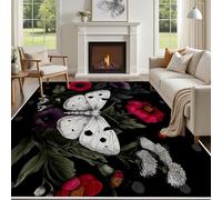 Yidbhsse Tapis D'éveil Papillon Moelleux Chambre, Tapis Fleurs Sauvages Salon Lavable Antidérapant, Tapis De Sol Motif Fleur Decor Cuisine 40x60 cm pour Entree Interieur