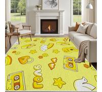 Yidbhsse Tapis D'éveil Pentacle Guitare Moelleux Chambre, Tapis Dessin Animé Salon Lavable Antidérapant, Tapis De Sol Kawaii Nuage Decor Cuisine 40x60 cm pour Entree Interieur