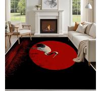 Yidbhsse Tapis D'éveil Rouge Soleil Moelleux Chambre, Tapis Grue À Couronne Rouge Salon Lavable Antidérapant, Tapis De Sol Oiseau Animaux Decor Cuisine 60x90 cm pour Entree Interieur