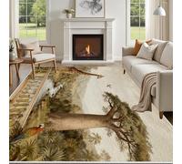 Yidbhsse Tapis Girafe Perroquet 80x150 cm, Tapis De Sol Animaux Rivière Antidérapant Et Lavable Interieur Résistant, Tapis De Salon Arbre Botanique Doux pour Chambre Cuisine