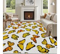 Yidbhsse Tapis Jaune Animaux Salon Lavable, Tapis Papillon Chambre Pile Courte 200x280 cm, Tapis De Sol Simplicité Esthétique Antidérapant Intérieur Moelleux pour Chambre Cuisine Decor