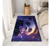 Yidbhsse Tapis Mignon Panda Lavable Antidérapant, Tapis De Sol Animaux Violet Decor Cuisine, Petit Tapis Chambre Dessin Animé Moelleux Poils Courts, paillasson Interieur Matelas Entree 60x90 cm