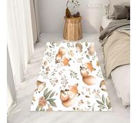Yidbhsse Tapis Mignon Renard Lavable Antidérapant, Tapis De Sol Dessin Animé Decor Cuisine, Petit Tapis Chambre Feuilles Botanique Moelleux Poils Courts, paillasson Interieur Matelas Entree 60x90 cm