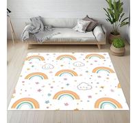 Yidbhsse Tapis Salon Arc-en-Ciel Nuage, Tapis De Sol Pentacle Mignon Antidérapant Interieu, Grand Tapis Dessin Animé Lavable en Machine, Poils Courts pour Interieur Cuisine Decoration 200x280 cm