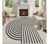 Yidbhsse Tapis Salon Moderne - Tapis Moderne, Tapis De Sol Geometrique Antidérapant Lavable, Tapis Minimaliste Poils Courts Moelleux pour Salon Interieur 120x160 cm