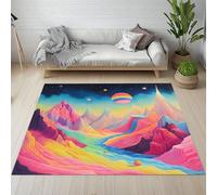 Yidbhsse Tapis Salon Rivière Fantaisie, Tapis De Sol Montagne Planète Antidérapant Interieu, Grand Tapis Paysage Naturel Lavable en Machine, Poils Courts pour Interieur Cuisine Decoration 200x300 cm
