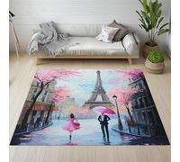 Yidbhsse Tapis Tour Eiffel, Paris Lavable Antidérapant, Tapis De Sol Ville Européen Decor Cuisine, Petit Tapis Chambre Valentin Moelleux Poils Courts, paillasson Interieur Matelas Entree 40x60 cm