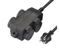 YIDE Multiprise 4 prises de 2 m pour câble extérieur en caoutchouc - Répartiteur de prise pour pièces humides - Prise extérieure IP44 - Avec œillet de suspension
