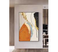 YIdhDCgj Tableau abstrait moderne doré, peinture abstraite sur toile pour le salon - Décoration murale (60 x 90 cm/Cadre intérieur)