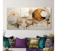 YIdhDCgj Tableau abstrait moderne, symphonie circulaire, peinture sur toile, tableau mural, grande œuvre d'art, décoration de salon (60 x 120 cm/cadre intérieur)