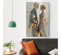 YIdhDCgj Tableau moderne sur toile représentant un couple en silhouette (20 x 30 cm/Cadre intérieur) - Décoration murale pour salon et chambre