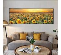 YIdhDCgj Tableau sur toile représentant un champ de tournesols, art mural, paysage, plantes et fleurs, affiche, impression d'art, décoration murale pour salon (30 x 90 cm/cadre intérieur)