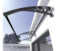 Yidlkecqey Abri de Porte en Polycarbonate Massif de 3,5 mm avec Supports en Acier Plastique épaissi, toiture extérieure pour Patio Contre Le Soleil et la Neige(Transparent,100x210cm/39x83in)