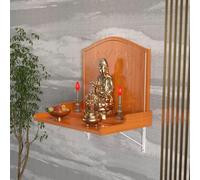 Yidlkecqey Autel bouddhiste mural en bois, sculpture de lotus et supports en métal, table d'autel pour méditation et prière à la maison (jaune B, 48 x 40 x 45 cm, 18,9 x 15,7 x 17,7 pouces)
