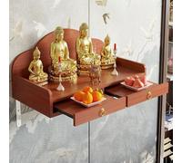 Yidlkecqey Autel mural en bois massif, support métallique stable, temple bouddha avec tiroir, sanctuaire zen flottant pour statues et encens, 50-80 cm (Teak couleur, 80 x 30 x 30 cm/31,5 x 11,8 x 11,8