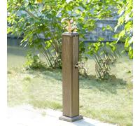 Yidlkecqey Borne de Jardin avec Double Robinet en Cuivre Eau Chaude et Froide, Fontaine Hydrante Antigel en Alliage d’Aluminium, Entrée Latérale ou Inférieure pour Jardin(Type C)