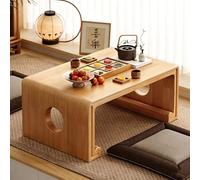 Yidlkecqey Bureau Table Basse Tatami en Bois Massif, Table Rectangulaire en Bois pour Fenêtre en Saillie, Chemin de Table et Coussins d’Assise Inclus(Primary Color,70x45x30cm/27.5x17.7x11.8in)