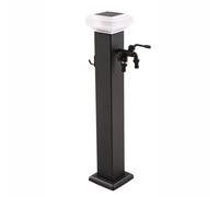 Yidlkecqey Colonne d'eau de Jardin 60-80cm avec Lumière Solaire LED et Robinet Double Sortie, Borne d'eau Antigel Isolée pour Pelouse et Extérieur(Black,80cm/31.5in)