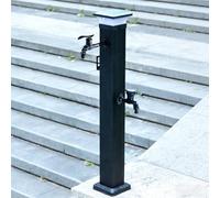 Yidlkecqey Colonne d'eau de Jardin Solaire avec LED, 104cm Borne Fontaine Extérieure en Aluminium, Double Robinets et Pistolet, Fontaine de Jardin(Type B)