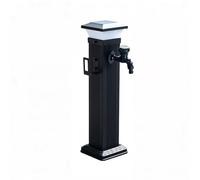 Yidlkecqey Colonne d'eau de Jardin Solaire avec LED, Borne Fontaine Extérieure Antigel, Robinet Cuivre et Pistolet, Alliage d'aluminium 60/104cm(Type A,60.5cm/23.8in)
