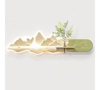 Yidlkecqey Décor Mural 3D Grès Montagne avec LED, Tableau Paysage Nature Vertical, Art Mural avec Plante Hydroponique pour Salon et Chambre(Type C,25x100cm/9.8x39.3in)