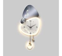 Yidlkecqey Décoration Murale 3D avec Horloge et LED, Grille en Porcelaine de Cristal, Horloge Murale Silencieuse Moderne pour Salon et Entrée(Type D,40x86cm/15.7x33.8in)